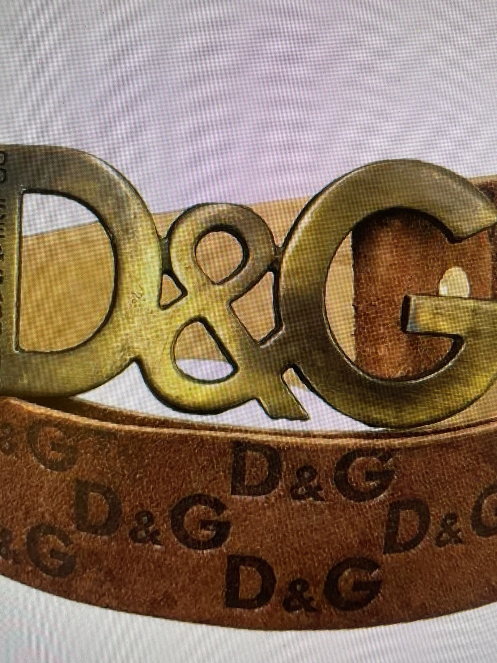 Dolce & Gabbana Brown Suede D&G Logo Belt with Brass Buckle